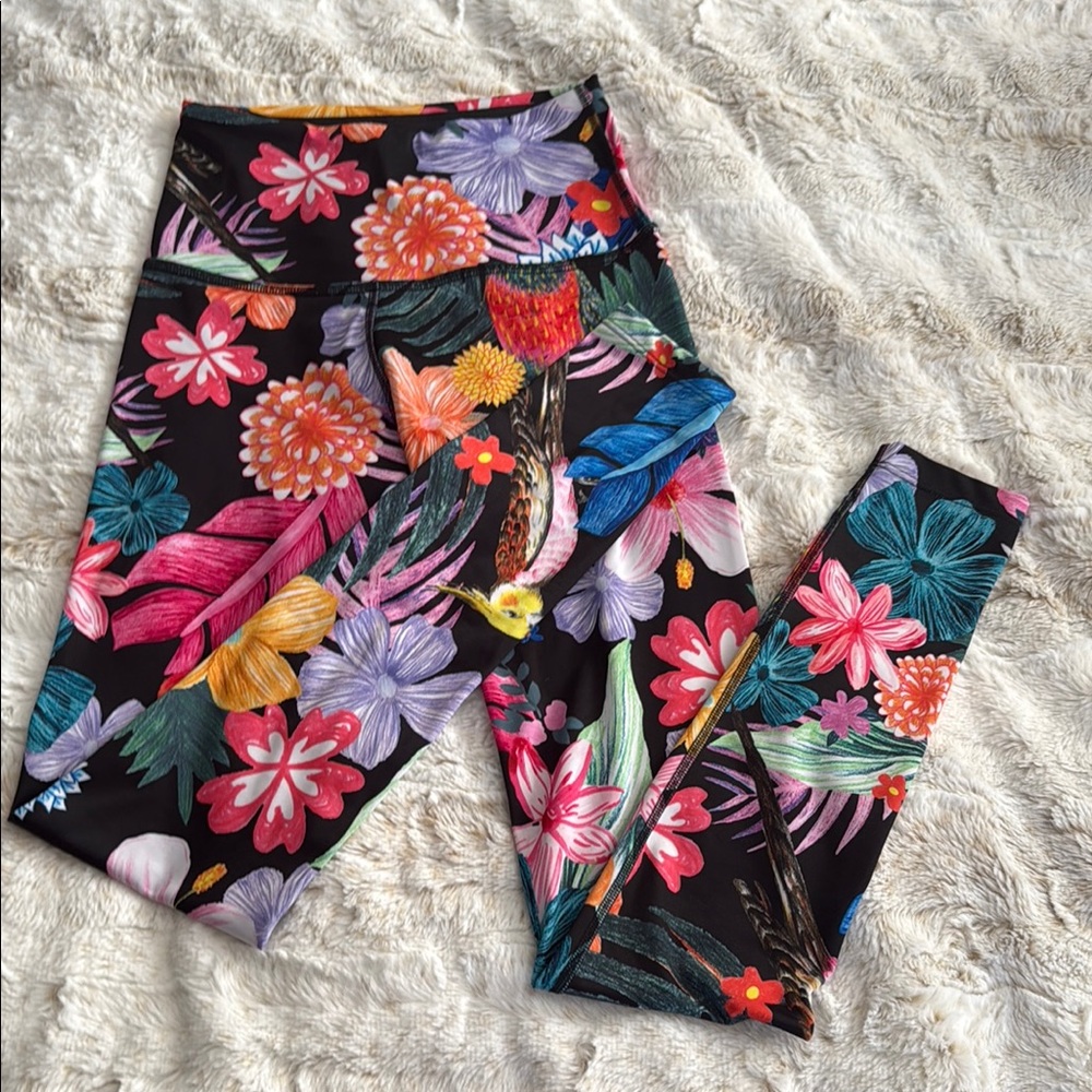 Floral Kids Leggings - Black Multicolor